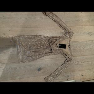 Long sleeve gold shimmer mini dress